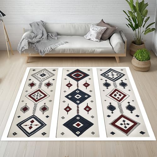 Dpvbffx Ethnisch Geometrisch Teppich rutschfest Weich, Western Rustikale Tribal Teppich Wohnzimmer 80x120 cm, Böhmen Azteken Teppiche Kurzflor Waschbare fur Schlafzimmer Badezimmer Kinderzimmer von Dpvbffx