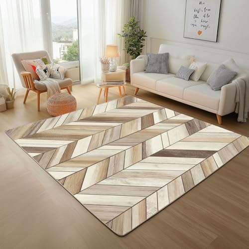 Dpvbffx Fischgrät Holz Plank Teppich Rutschfest Weich, Zickzack Holzoptik Teppich Wohnzimmer 80x120cm, Rustikale Bauernhaus Teppiche Kurzflor Waschbare fur Schlafzimmer Kinderzimmer Schmutzfangteppich Dpvbffx Fischgrät Holz Plank Teppich Rutschfest Weich, Zickzack Holzoptik Teppich Wohnzimmer 80x120cm, Rustikale Bauernhaus Teppiche Kurzflor Waschbare fur Schlafzimmer Kinderzimmer Schmutzfangteppich von Dpvbffx