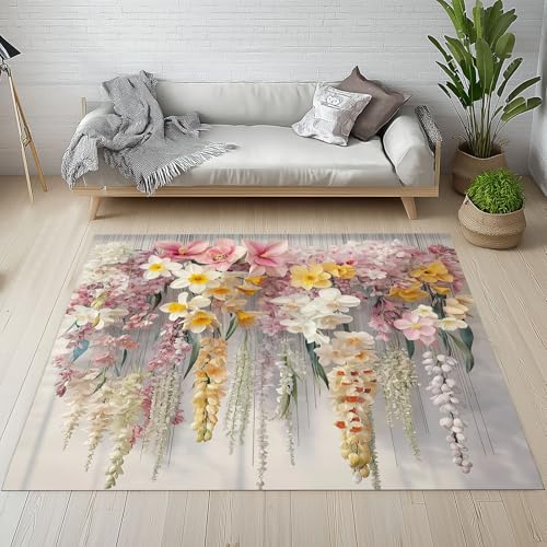 Dpvbffx Frühlingsblumen Fußmatte 50x80 cm, Bunt Pflanzen Blumen Teppich Klein rutschfest, Garten Glyzinie Teppich Kurzflor, Waschbarer Teppiche Gegend Schmutzfangmatte fur Innen Outdoor Eingang Dpvbffx Frühlingsblumen Fußmatte 50x80 cm, Bunt Pflanzen Blumen Teppich Klein rutschfest, Garten Glyzinie Teppich Kurzflor, Waschbarer Teppiche Gegend Schmutzfangmatte fur Innen Outdoor Eingang von Dpvbffx
