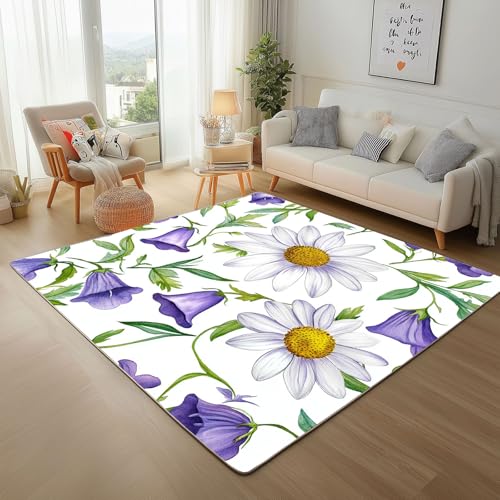 Dpvbffx Gänseblümchen Glockenblume Teppich Groß 245x300 cm, Frühling Blumen Pflanzen Teppiche Antirutsch, Rustikale Floral Teppich Kurzflor Fur Wohnzimmer Schlafzimmer Kinderzimmer Bettvorleger Dpvbffx Gänseblümchen Glockenblume Teppich Groß 245x300 cm, Frühling Blumen Pflanzen Teppiche Antirutsch, Rustikale Floral Teppich Kurzflor Fur Wohnzimmer Schlafzimmer Kinderzimmer Bettvorleger von Dpvbffx