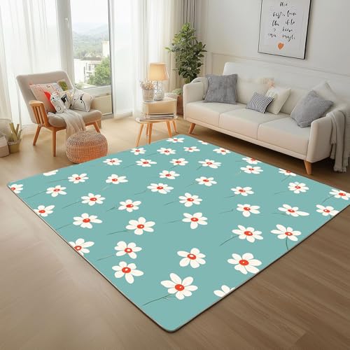 Dpvbffx Gänseblümchen Teppich Groß 160x230 cm, Landhausstil Waschbare Teppiche Antirutsch, Süße Blumenmuster Teppich Weich Kurzflor Fur Wohnzimmer Schlafzimmer Kinderzimmer Bettvorleger Dpvbffx Gänseblümchen Teppich Groß 160x230 cm, Landhausstil Waschbare Teppiche Antirutsch, Süße Blumenmuster Teppich Weich Kurzflor Fur Wohnzimmer Schlafzimmer Kinderzimmer Bettvorleger von Dpvbffx