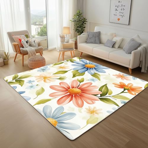 Dpvbffx Gänseblümchen Teppich Wohnzimmer, Landhausstil Blumenmuster Kurzflor Teppich 140x200 cm, Pflanzen Blumen Teppiche Antirutsch Weich Waschbare Teppiche Kinderzimmer Schlafzimmer Bettvorleger Dpvbffx Gänseblümchen Teppich Wohnzimmer, Landhausstil Blumenmuster Kurzflor Teppich 140x200 cm, Pflanzen Blumen Teppiche Antirutsch Weich Waschbare Teppiche Kinderzimmer Schlafzimmer Bettvorleger von Dpvbffx