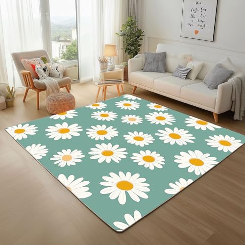 Dpvbffx Gänseblümchen Teppich Wohnzimmer, Landhausstil Floral Kurzflor Teppich 120x170 cm, Niedlich Blumenmuster Teppiche Antirutsch Weich Waschbare Teppiche Kinderzimmer Schlafzimmer Bettvorleger Dpvbffx Gänseblümchen Teppich Wohnzimmer, Landhausstil Floral Kurzflor Teppich 120x170 cm, Niedlich Blumenmuster Teppiche Antirutsch Weich Waschbare Teppiche Kinderzimmer Schlafzimmer Bettvorleger von Dpvbffx