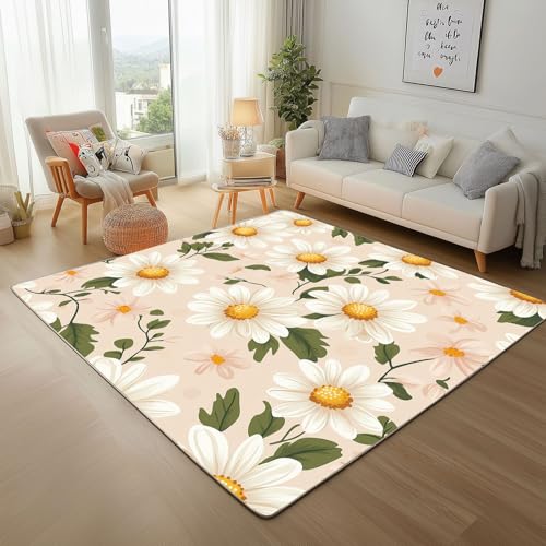 Dpvbffx Gänseblümchen Teppich rutschfest Weich, Landhausstil Blumen Teppich Wohnzimmer 100x150 cm, Natur Pflanzen Floral Teppiche Kurzflor Waschbare fur Schlafzimmer Kinderzimmer Schmutzfangteppich Dpvbffx Gänseblümchen Teppich rutschfest Weich, Landhausstil Blumen Teppich Wohnzimmer 100x150 cm, Natur Pflanzen Floral Teppiche Kurzflor Waschbare fur Schlafzimmer Kinderzimmer Schmutzfangteppich von Dpvbffx