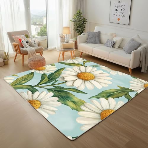 Dpvbffx Gänseblümchen Teppich rutschfest Weich, Natur Pflanzen Blumen Teppich Wohnzimmer 100x150 cm, Floral Landhausstil Teppiche Kurzflor Waschbare fur Schlafzimmer Kinderzimmer Schmutzfangteppich Dpvbffx Gänseblümchen Teppich rutschfest Weich, Natur Pflanzen Blumen Teppich Wohnzimmer 100x150 cm, Floral Landhausstil Teppiche Kurzflor Waschbare fur Schlafzimmer Kinderzimmer Schmutzfangteppich von Dpvbffx
