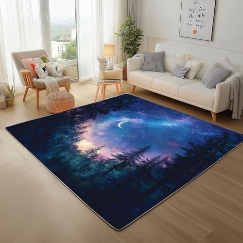 Dpvbffx Galaxie Sternenhimmel Teppich Groß 160x230 cm, Wald Sternennacht Teppiche Antirutsch, Bunt Nachthimme Landschaftl Teppich Kurzflor Fur Wohnzimmer Schlafzimmer Kinderzimmer Bettvorleger Dpvbffx Galaxie Sternenhimmel Teppich Groß 160x230 cm, Wald Sternennacht Teppiche Antirutsch, Bunt Nachthimme Landschaftl Teppich Kurzflor Fur Wohnzimmer Schlafzimmer Kinderzimmer Bettvorleger von Dpvbffx