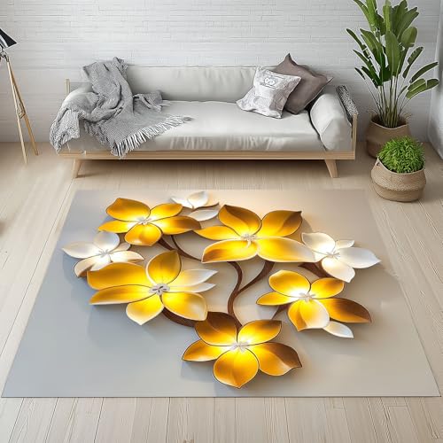 Dpvbffx Gelb Blumenmotiv Teppich rutschfest Weich, Modern Dekoration Teppich Wohnzimmer 100x150 cm, Chic Aesthetic Teppiche Kurzflor Waschbare fur Schlafzimmer, Badezimmer, Kinderzimmer Dpvbffx Gelb Blumenmotiv Teppich rutschfest Weich, Modern Dekoration Teppich Wohnzimmer 100x150 cm, Chic Aesthetic Teppiche Kurzflor Waschbare fur Schlafzimmer, Badezimmer, Kinderzimmer von Dpvbffx