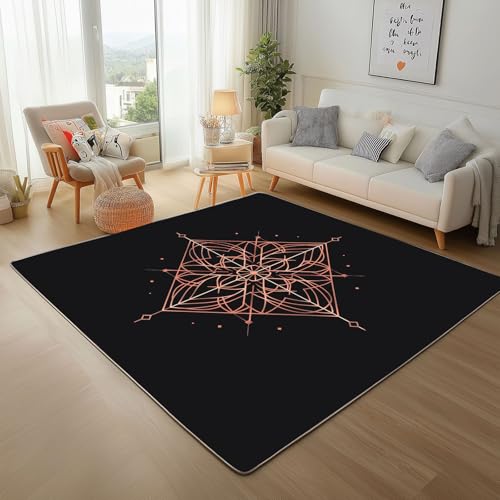 Dpvbffx Geometrisch Blumen Teppich Rutschfest, Mystische Mandala Teppich Wohnzimmer 80x150 cm, Minimalistisch Schwarz Gold Teppiche Kurzflor fur Schlafzimmer Badezimmer Kinderzimmer Schmutzfangteppich Dpvbffx Geometrisch Blumen Teppich Rutschfest, Mystische Mandala Teppich Wohnzimmer 80x150 cm, Minimalistisch Schwarz Gold Teppiche Kurzflor fur Schlafzimmer Badezimmer Kinderzimmer Schmutzfangteppich von Dpvbffx