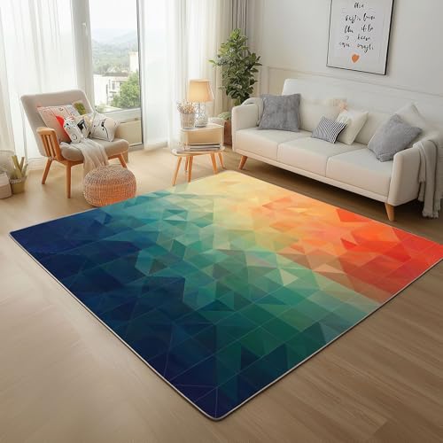 Dpvbffx Geometrisch Polygon Teppich Rutschfest, Farbverlauf Modern Teppich Wohnzimmer 80x120 cm, Kunst 3d Effekt Teppiche Kurzflor Waschbare fur Schlafzimmer Badezimmer Kinderzimmer Schmutzfangteppich von Dpvbffx