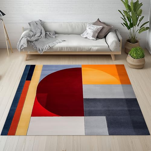 Dpvbffx Geometrisch Teppich Wohnzimmer, Abstrakte Modern Kunst Kurzflor Teppich 120x170 cm, Minimalistisch Teppiche Antirutsch Weich Waschbare Teppiche Kinderzimmer Schlafzimmer Bettvorleger von Dpvbffx