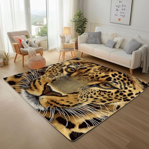 Dpvbffx Gepard Tiermotiv Teppich rutschfest Weich, Safari Leopard Teppich Wohnzimmer 80x120 cm, Wildtier Teppiche Kurzflor Waschbare fur Schlafzimmer Badezimmer Kinderzimmer Schmutzfangteppich von Dpvbffx