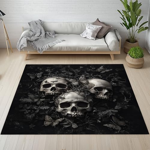 Dpvbffx Gotisch Totenkopf Fußmatte 60x90 cm, Schmetterling Schädel Teppich Klein rutschfest, Halloween Horror Skull Teppich Kurzflor, Teppiche Gegend Schmutzfangmatte fur Innen Outdoor Eingang Dpvbffx Gotisch Totenkopf Fußmatte 60x90 cm, Schmetterling Schädel Teppich Klein rutschfest, Halloween Horror Skull Teppich Kurzflor, Teppiche Gegend Schmutzfangmatte fur Innen Outdoor Eingang von Dpvbffx
