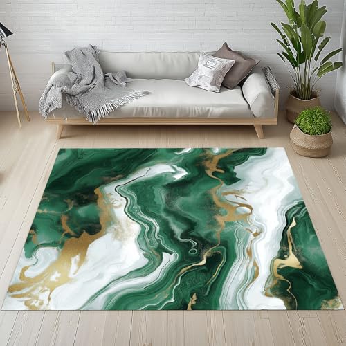 Dpvbffx Grün Marmoriert Fußmatte 50x80 cm, Marmor Optik Teppich Klein rutschfest, Abstrakte Luxus Modern Teppich Kurzflor, Waschbarer Teppiche Gegend Schmutzfangmatte fur Innen Outdoor Eingang von Dpvbffx