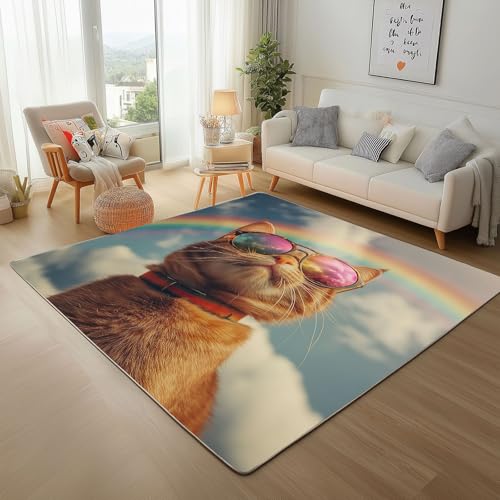 Dpvbffx Haustier Katze Teppich Groß 200x290 cm, Lustige Katzenmotiv Waschbare Teppiche Antirutsch, Niedlich Tier Teppich Weich Kurzflor Fur Wohnzimmer Schlafzimmer Kinderzimmer Bettvorleger Dpvbffx Haustier Katze Teppich Groß 200x290 cm, Lustige Katzenmotiv Waschbare Teppiche Antirutsch, Niedlich Tier Teppich Weich Kurzflor Fur Wohnzimmer Schlafzimmer Kinderzimmer Bettvorleger von Dpvbffx