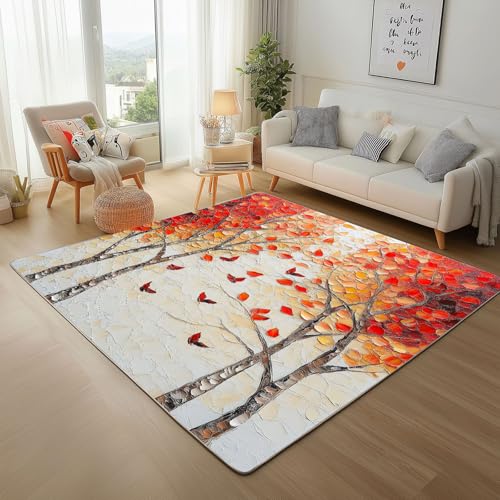 Dpvbffx Herbst Wald Teppich rutschfest Weich, Ölgemälde Kunst Teppich Wohnzimmer 80x120 cm, Baum Blätter Laub Teppiche Kurzflor Waschbare fur Schlafzimmer Badezimmer Kinderzimmer Schmutzfangteppich Dpvbffx Herbst Wald Teppich rutschfest Weich, Ölgemälde Kunst Teppich Wohnzimmer 80x120 cm, Baum Blätter Laub Teppiche Kurzflor Waschbare fur Schlafzimmer Badezimmer Kinderzimmer Schmutzfangteppich von Dpvbffx