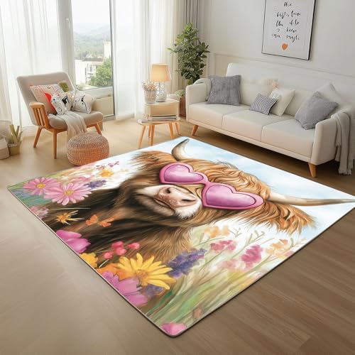Dpvbffx Highland Kuh Fußmatte 60x90 cm, Lustige Cow Blumen Teppich Klein rutschfest, Bauernhof Tier Teppich Kurzflor, Waschbarer Teppiche Gegend Schmutzfangmatte fur Innen Outdoor Eingang Dpvbffx Highland Kuh Fußmatte 60x90 cm, Lustige Cow Blumen Teppich Klein rutschfest, Bauernhof Tier Teppich Kurzflor, Waschbarer Teppiche Gegend Schmutzfangmatte fur Innen Outdoor Eingang von Dpvbffx