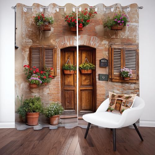 Dpvbffx Italien Toskana Vorhang mit Ösen 2er Set, Mediterrane Dorf Scenery Blackout Curtain Lärmschutzvorhang, Stadt Landschaft Gardinen Blickdicht 225 cm Lang 70 cm Breit fur Schlafzimmer Wohnzimmer Dpvbffx Italien Toskana Vorhang mit Ösen 2er Set, Mediterrane Dorf Scenery Blackout Curtain Lärmschutzvorhang, Stadt Landschaft Gardinen Blickdicht 225 cm Lang 70 cm Breit fur Schlafzimmer Wohnzimmer von Dpvbffx
