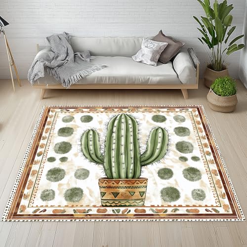 Dpvbffx Kaktus Teppich Wohnzimmer, Western Rustikale Pflanzen Kurzflor Teppich 120x170 cm, Böhmen Succulent Teppiche Antirutsch Weich Waschbare Teppiche Kinderzimmer Schlafzimmer Bettvorleger Dpvbffx Kaktus Teppich Wohnzimmer, Western Rustikale Pflanzen Kurzflor Teppich 120x170 cm, Böhmen Succulent Teppiche Antirutsch Weich Waschbare Teppiche Kinderzimmer Schlafzimmer Bettvorleger von Dpvbffx