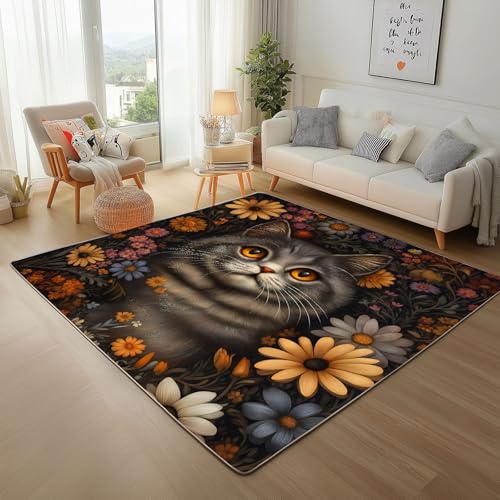 Dpvbffx Katzenmotiv Fußmatte 50x80 cm, Blumen Kätzchen Teppich Klein rutschfest, Niedlich Haustier Katze Teppich Kurzflor, Waschbarer Teppiche Gegend Schmutzfangmatte fur Innen Outdoor Eingang Dpvbffx Katzenmotiv Fußmatte 50x80 cm, Blumen Kätzchen Teppich Klein rutschfest, Niedlich Haustier Katze Teppich Kurzflor, Waschbarer Teppiche Gegend Schmutzfangmatte fur Innen Outdoor Eingang von Dpvbffx