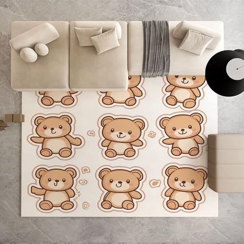 Dpvbffx Kawaii Bär Teppich Wohnzimmer, Niedlich Bärchen Puppe Kurzflor Teppich 120x170 cm, Kinder Karikatur Teppiche Antirutsch Weich Waschbare Teppiche Kinderzimmer Schlafzimmer Bettvorleger Dpvbffx Kawaii Bär Teppich Wohnzimmer, Niedlich Bärchen Puppe Kurzflor Teppich 120x170 cm, Kinder Karikatur Teppiche Antirutsch Weich Waschbare Teppiche Kinderzimmer Schlafzimmer Bettvorleger von Dpvbffx