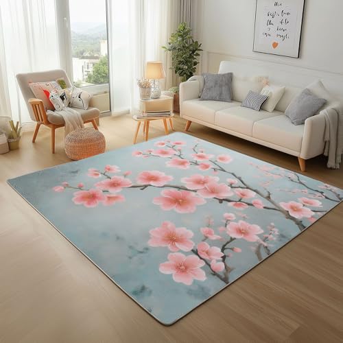 Dpvbffx Kirschblüten Teppich rutschfest, Rosa Blumenmuster Teppich Wohnzimmer 80x120 cm, Rustikale Blumen Baumzweig Teppiche Kurzflor Waschbare fur Schlafzimmer Kinderzimmer Schmutzfangteppich Dpvbffx Kirschblüten Teppich rutschfest, Rosa Blumenmuster Teppich Wohnzimmer 80x120 cm, Rustikale Blumen Baumzweig Teppiche Kurzflor Waschbare fur Schlafzimmer Kinderzimmer Schmutzfangteppich von Dpvbffx