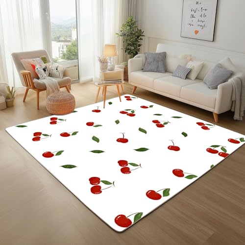 Dpvbffx Kirsche Fußmatte 40x60 cm, Aesthetic Landhausstil Teppich Klein rutschfest, Grün Blätter Obst Teppich Kurzflor, Waschbarer Teppiche Gegend Schmutzfangmatte fur Innen Outdoor Eingang Dpvbffx Kirsche Fußmatte 40x60 cm, Aesthetic Landhausstil Teppich Klein rutschfest, Grün Blätter Obst Teppich Kurzflor, Waschbarer Teppiche Gegend Schmutzfangmatte fur Innen Outdoor Eingang von Dpvbffx
