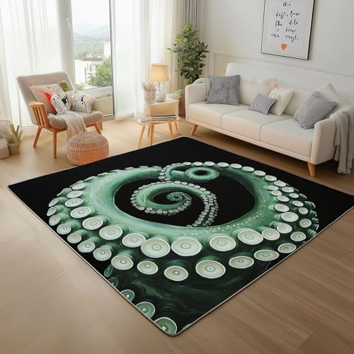 Dpvbffx Krake Tentacles Fußmatte 40x60 cm, Meereslebewesen Teppich Klein Rutschfest, Mystische Marine Meerestier Teppich Kurzflor, Waschbarer Teppiche Gegend Schmutzfangmatte fur Innen Outdoor Eingang von Dpvbffx