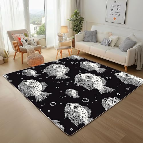 Dpvbffx Kugelfisch Fußmatte 50x80 cm, Lustige Meerestier Teppich Klein rutschfest, Marine Thema Teppich Kurzflor, Waschbarer Teppiche Gegend Schmutzfangmatte fur Innen Outdoor Eingang Dpvbffx Kugelfisch Fußmatte 50x80 cm, Lustige Meerestier Teppich Klein rutschfest, Marine Thema Teppich Kurzflor, Waschbarer Teppiche Gegend Schmutzfangmatte fur Innen Outdoor Eingang von Dpvbffx