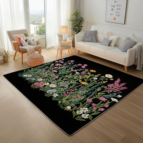 Dpvbffx Landhaus Wildblumen Teppich Groß 245x300 cm, Frühling Botanisch Waschbare Teppiche Antirutsch, Pflanzen Blumen Teppich Weich Kurzflor Fur Wohnzimmer Schlafzimmer Kinderzimmer Bettvorleger Dpvbffx Landhaus Wildblumen Teppich Groß 245x300 cm, Frühling Botanisch Waschbare Teppiche Antirutsch, Pflanzen Blumen Teppich Weich Kurzflor Fur Wohnzimmer Schlafzimmer Kinderzimmer Bettvorleger von Dpvbffx