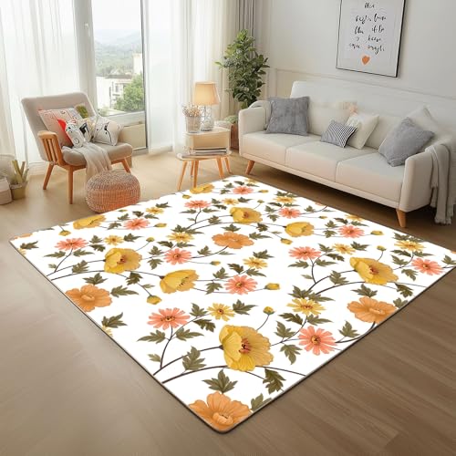 Dpvbffx Landhausstil Blumen Fußmatte 40x60 cm, Pflanzen Blumenmotiv Teppich Klein rutschfest, Botanisch Blätter Teppich Kurzflor, Waschbarer Teppiche Gegend Schmutzfangmatte fur Innen Outdoor Eingang Dpvbffx Landhausstil Blumen Fußmatte 40x60 cm, Pflanzen Blumenmotiv Teppich Klein rutschfest, Botanisch Blätter Teppich Kurzflor, Waschbarer Teppiche Gegend Schmutzfangmatte fur Innen Outdoor Eingang von Dpvbffx