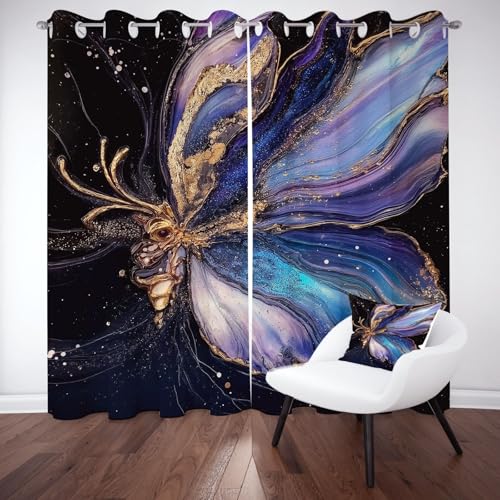 Dpvbffx Lila Schmetterling Verdunklungsvorhänge Schlafzimmer, Abstrakte Kunstwerk Gardinen Blickdicht Wohnzimmer, Modern Ornament Ösenvorhang 2er Set 180x140 cm Thermo Kälteschutz Schallschutz Dpvbffx Lila Schmetterling Verdunklungsvorhänge Schlafzimmer, Abstrakte Kunstwerk Gardinen Blickdicht Wohnzimmer, Modern Ornament Ösenvorhang 2er Set 180x140 cm Thermo Kälteschutz Schallschutz von Dpvbffx