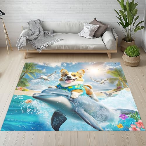 Dpvbffx Lustige Tiermotiv Fußmatte 40x60 cm, Surfen Corgi Delfin Teppich Klein rutschfest, Hawaii Tropisch Sommer Teppich Kurzflor, Teppiche Gegend Schmutzfangmatte fur Innen Outdoor Eingang Dpvbffx Lustige Tiermotiv Fußmatte 40x60 cm, Surfen Corgi Delfin Teppich Klein rutschfest, Hawaii Tropisch Sommer Teppich Kurzflor, Teppiche Gegend Schmutzfangmatte fur Innen Outdoor Eingang von Dpvbffx