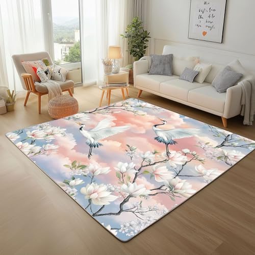 Dpvbffx Magnolie Kranich Teppich rutschfest Weich, Blumen Vogel Teppich Wohnzimmer 80x120 cm, Natur Pflanzen Tier Teppiche Kurzflor Waschbare fur Schlafzimmer Kinderzimmer Schmutzfangteppich Dpvbffx Magnolie Kranich Teppich rutschfest Weich, Blumen Vogel Teppich Wohnzimmer 80x120 cm, Natur Pflanzen Tier Teppiche Kurzflor Waschbare fur Schlafzimmer Kinderzimmer Schmutzfangteppich von Dpvbffx