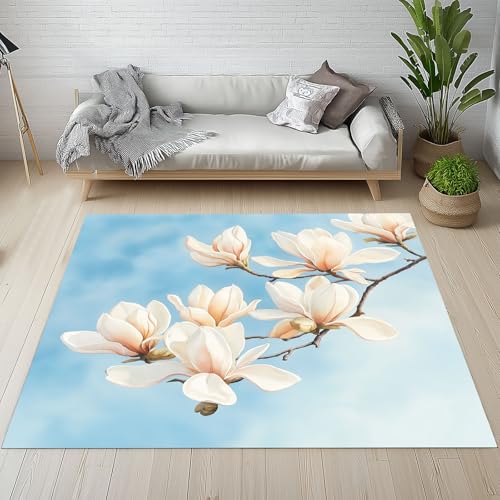 Dpvbffx Magnolie Teppich Groß 245x300 cm, Landhaus Blumenmotiv Waschbare Teppiche Antirutsch, Frühling Pflanzen Blumen Teppich Weich Kurzflor Fur Wohnzimmer Schlafzimmer Kinderzimmer Bettvorleger Dpvbffx Magnolie Teppich Groß 245x300 cm, Landhaus Blumenmotiv Waschbare Teppiche Antirutsch, Frühling Pflanzen Blumen Teppich Weich Kurzflor Fur Wohnzimmer Schlafzimmer Kinderzimmer Bettvorleger von Dpvbffx