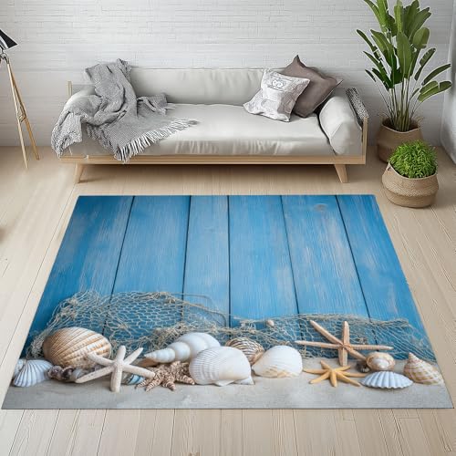 Dpvbffx Meer Strand Seestern Muschel Teppich Groß 160x230 cm, Marine Nautische Holzbrett Teppiche Antirutsch, Rustikale Küste Teppich Kurzflor Fur Wohnzimmer Schlafzimmer Kinderzimmer Bettvorleger Dpvbffx Meer Strand Seestern Muschel Teppich Groß 160x230 cm, Marine Nautische Holzbrett Teppiche Antirutsch, Rustikale Küste Teppich Kurzflor Fur Wohnzimmer Schlafzimmer Kinderzimmer Bettvorleger von Dpvbffx
