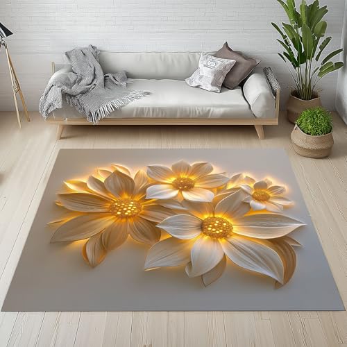 Dpvbffx Modern Dekoration Teppich Wohnzimmer Schlafzimmer, 3D Blumen Muster Kurzflor Teppich 120x170 cm, Aesthetic Elegant Teppiche Antirutsch Weich Waschbare Teppiche Kinderzimmer Bettvorleger Dpvbffx Modern Dekoration Teppich Wohnzimmer Schlafzimmer, 3D Blumen Muster Kurzflor Teppich 120x170 cm, Aesthetic Elegant Teppiche Antirutsch Weich Waschbare Teppiche Kinderzimmer Bettvorleger von Dpvbffx