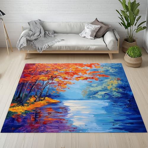 Dpvbffx Modern Ölgemälde Fußmatte 50x80 cm, Herbst Wald Landschaft Teppich Klein rutschfest, Abstrakte Kunst Teppich Kurzflor, Waschbarer Teppiche Gegend Schmutzfangmatte fur Innen Outdoor Eingang Dpvbffx Modern Ölgemälde Fußmatte 50x80 cm, Herbst Wald Landschaft Teppich Klein rutschfest, Abstrakte Kunst Teppich Kurzflor, Waschbarer Teppiche Gegend Schmutzfangmatte fur Innen Outdoor Eingang von Dpvbffx