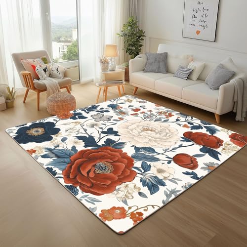 Dpvbffx Mohn Pfingstrose Fußmatte 50x80 cm, Vintage Blumenmuster Teppich Klein rutschfest, Bauernhaus Blumen Teppich Kurzflor, Waschbarer Teppiche Gegend Schmutzfangmatte fur Innen Outdoor Eingang Dpvbffx Mohn Pfingstrose Fußmatte 50x80 cm, Vintage Blumenmuster Teppich Klein rutschfest, Bauernhaus Blumen Teppich Kurzflor, Waschbarer Teppiche Gegend Schmutzfangmatte fur Innen Outdoor Eingang von Dpvbffx
