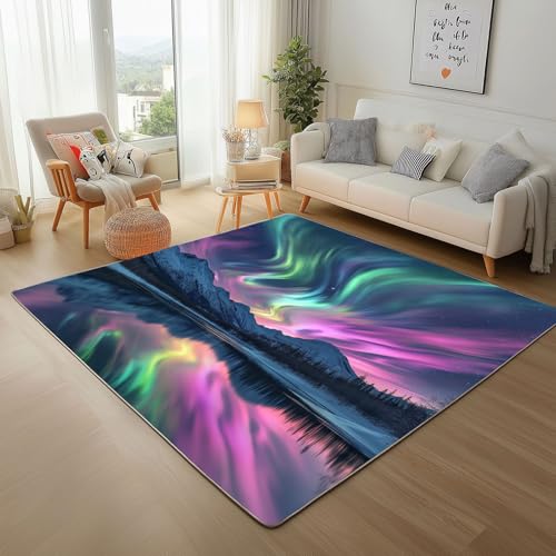 Dpvbffx Nordlicht Teppich Groß 160x230 cm, Bunt Aurora Waschbare Teppiche Antirutsch, Schneeberg Nachthimmel Teppich Weich Kurzflor Fur Wohnzimmer Schlafzimmer Kinderzimmer Bettvorleger Dpvbffx Nordlicht Teppich Groß 160x230 cm, Bunt Aurora Waschbare Teppiche Antirutsch, Schneeberg Nachthimmel Teppich Weich Kurzflor Fur Wohnzimmer Schlafzimmer Kinderzimmer Bettvorleger von Dpvbffx