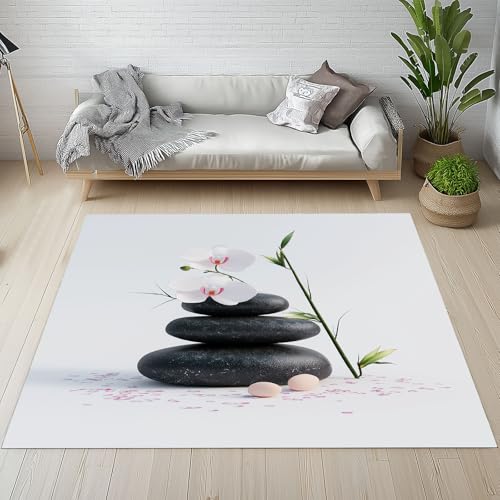 Dpvbffx Orchidee Teppich Groß 245x300 cm, Zen Blumen Stein Waschbare Teppiche Antirutsch, Natur Spa Rustikale Teppich Weich Kurzflor Fur Wohnzimmer Schlafzimmer Kinderzimmer Bettvorleger Dpvbffx Orchidee Teppich Groß 245x300 cm, Zen Blumen Stein Waschbare Teppiche Antirutsch, Natur Spa Rustikale Teppich Weich Kurzflor Fur Wohnzimmer Schlafzimmer Kinderzimmer Bettvorleger von Dpvbffx