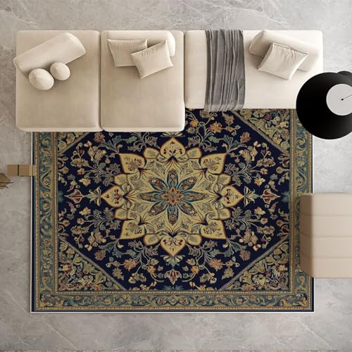 Dpvbffx Orientalisch Medaillon Fußmatte 60x90 cm, Indisch Mandala Blumen Teppich Klein rutschfest, Boho Ethnisch Vintage Teppich Kurzflor, Teppiche Gegend Schmutzfangmatte fur Innen Outdoor Eingang von Dpvbffx