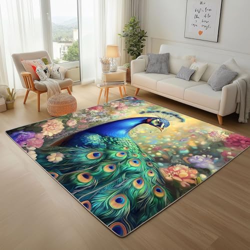 Dpvbffx Pfau Fußmatte 40x60 cm, Wildtier Vogel Blumen Teppich Klein rutschfest, Exotisch Tiermotiv Teppich Kurzflor, Waschbarer Teppiche Gegend Schmutzfangmatte fur Innen Outdoor Eingang Dpvbffx Pfau Fußmatte 40x60 cm, Wildtier Vogel Blumen Teppich Klein rutschfest, Exotisch Tiermotiv Teppich Kurzflor, Waschbarer Teppiche Gegend Schmutzfangmatte fur Innen Outdoor Eingang von Dpvbffx
