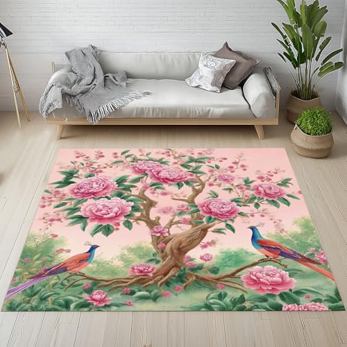 Dpvbffx Pfingstrose Pfau Fußmatte 50x80 cm, Blumen Vogel Rustikale Teppich Klein rutschfest, Vintage Chinesischer Stil Teppich Kurzflor, Teppiche Gegend Schmutzfangmatte fur Innen Outdoor Eingang Dpvbffx Pfingstrose Pfau Fußmatte 50x80 cm, Blumen Vogel Rustikale Teppich Klein rutschfest, Vintage Chinesischer Stil Teppich Kurzflor, Teppiche Gegend Schmutzfangmatte fur Innen Outdoor Eingang von Dpvbffx
