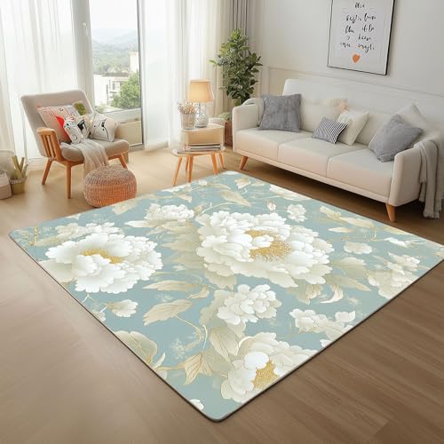Dpvbffx Pfingstrose Teppich Groß 160x230 cm, Aesthetic Blumenmotiv Waschbare Teppiche Antirutsch, Vintage Elegant Teppich Weich Kurzflor Fur Wohnzimmer Schlafzimmer Kinderzimmer Bettvorleger Dpvbffx Pfingstrose Teppich Groß 160x230 cm, Aesthetic Blumenmotiv Waschbare Teppiche Antirutsch, Vintage Elegant Teppich Weich Kurzflor Fur Wohnzimmer Schlafzimmer Kinderzimmer Bettvorleger von Dpvbffx