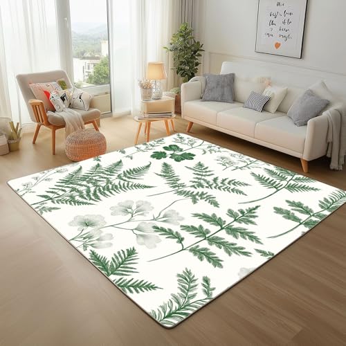 Dpvbffx Pflanzenmuster Teppich Wohnzimmer, Natur Farn Grün Blätter Kurzflor Teppich 120x170 cm, Botanisch Laub Teppiche Antirutsch Weich Waschbare Teppiche Kinderzimmer Schlafzimmer Bettvorleger Dpvbffx Pflanzenmuster Teppich Wohnzimmer, Natur Farn Grün Blätter Kurzflor Teppich 120x170 cm, Botanisch Laub Teppiche Antirutsch Weich Waschbare Teppiche Kinderzimmer Schlafzimmer Bettvorleger von Dpvbffx