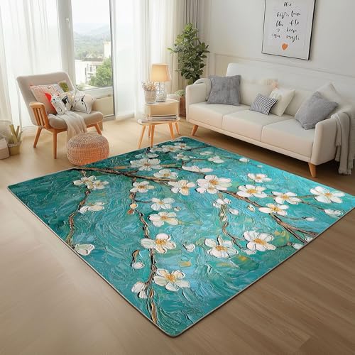 Dpvbffx Pflaumenblüte Teppich rutschfest Weich, Kunst Blumen Teppich Wohnzimmer 80x150 cm, Ölgemälde Vintage Teppiche Kurzflor Waschbare fur Schlafzimmer Badezimmer Kinderzimmer Schmutzfangteppich Dpvbffx Pflaumenblüte Teppich rutschfest Weich, Kunst Blumen Teppich Wohnzimmer 80x150 cm, Ölgemälde Vintage Teppiche Kurzflor Waschbare fur Schlafzimmer Badezimmer Kinderzimmer Schmutzfangteppich von Dpvbffx