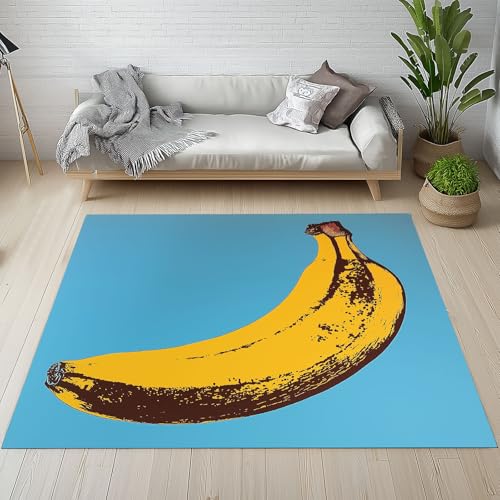 Dpvbffx Pop Art Banana Teppich Rutschfest Weich, Lustige Obst Teppich Wohnzimmer 80x150 cm, Retro Hipster Frucht Teppiche Kurzflor Waschbare fur Schlafzimmer Badezimmer Kinderzimmer Schmutzfangteppich von Dpvbffx