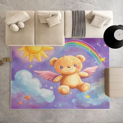Dpvbffx Puppe Engel Bär Teppich Groß 200x290 cm, Wolke Regenbogen Waschbare Teppiche Antirutsch, Traum Karikatur Kinder Teppich Weich Kurzflor Fur Wohnzimmer Schlafzimmer Kinderzimmer Bettvorleger Dpvbffx Puppe Engel Bär Teppich Groß 200x290 cm, Wolke Regenbogen Waschbare Teppiche Antirutsch, Traum Karikatur Kinder Teppich Weich Kurzflor Fur Wohnzimmer Schlafzimmer Kinderzimmer Bettvorleger von Dpvbffx
