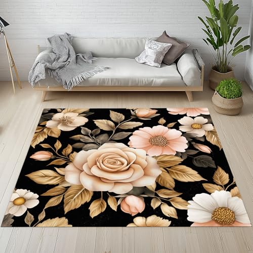 Dpvbffx Rose Gänseblümchen Fußmatte 60x90 cm, Pflanzen Blumen Teppich Klein rutschfest, Vintage Bauernhaus Teppich Kurzflor, Waschbarer Teppiche Gegend Schmutzfangmatte fur Innen Outdoor Eingang Dpvbffx Rose Gänseblümchen Fußmatte 60x90 cm, Pflanzen Blumen Teppich Klein rutschfest, Vintage Bauernhaus Teppich Kurzflor, Waschbarer Teppiche Gegend Schmutzfangmatte fur Innen Outdoor Eingang von Dpvbffx
