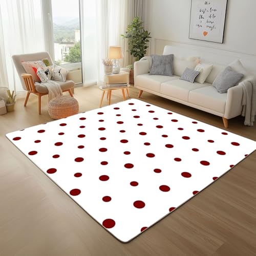 Dpvbffx Rot Gepunktet Teppich Groß 160x230 cm, Geometrisch Tupfen Waschbare Teppiche Antirutsch, Modern Romantisch Teppich Weich Kurzflor Fur Wohnzimmer Schlafzimmer Kinderzimmer Bettvorleger Dpvbffx Rot Gepunktet Teppich Groß 160x230 cm, Geometrisch Tupfen Waschbare Teppiche Antirutsch, Modern Romantisch Teppich Weich Kurzflor Fur Wohnzimmer Schlafzimmer Kinderzimmer Bettvorleger von Dpvbffx